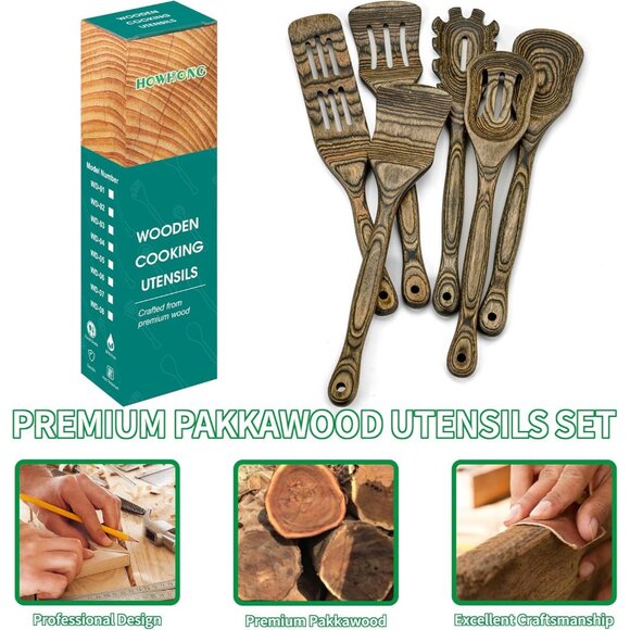 6 Pcs Kitchen Tools Set Including Cooking Slotted Spatula Spaghetti Spoon - Picture 13 of 13